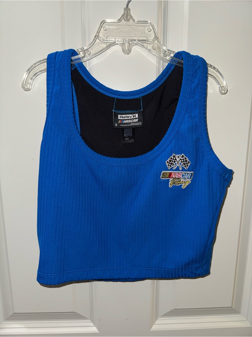 Hurley Blue Ribbed Racerback Crop Tank